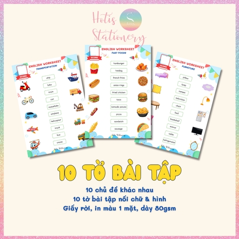 [HOTIS] Combo 20 Thẻ từ vựng Tiếng Anh cho bé từ 4-10 tuổi, ép nhựa, giáo cụ dạy học - Kèm file nghe