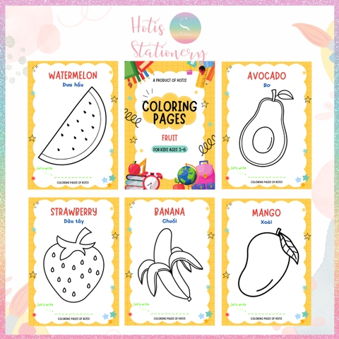 [HOTIS] Bộ 20 thẻ A5 học từ vựng Tiếng Anh kèm tranh tô màu cho bé từ 3 -  6 tuổi giúp ghi nhớ từ qua hình ảnh