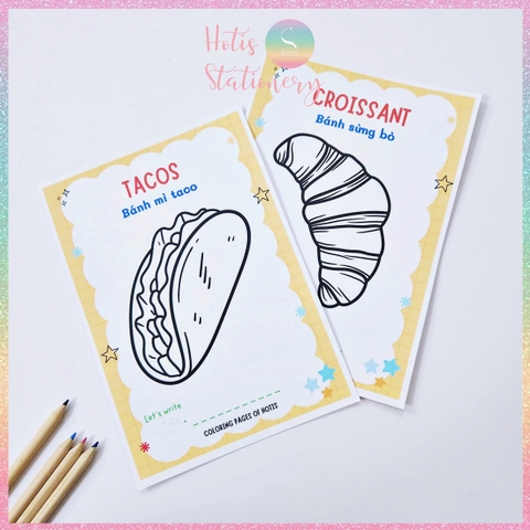 [HOTIS] Bộ 20 thẻ A5 học từ vựng Tiếng Anh kèm tranh tô màu cho bé từ 3 -  6 tuổi giúp ghi nhớ từ qua hình ảnh