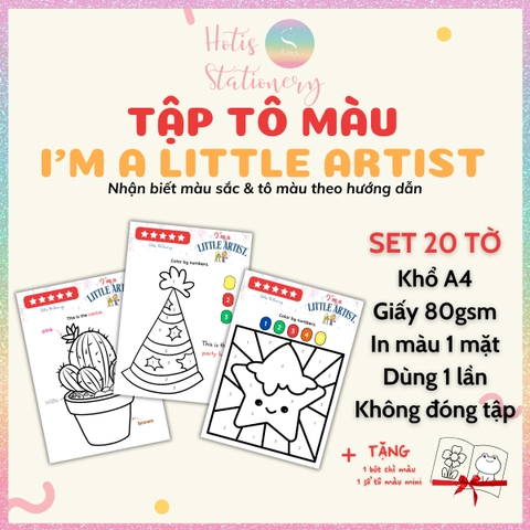 [HOTIS] Bé nhận biết màu sắc tập tô màu, bộ học liệu Montessori Tiếng Anh 20 tờ, giấy A4 in màu