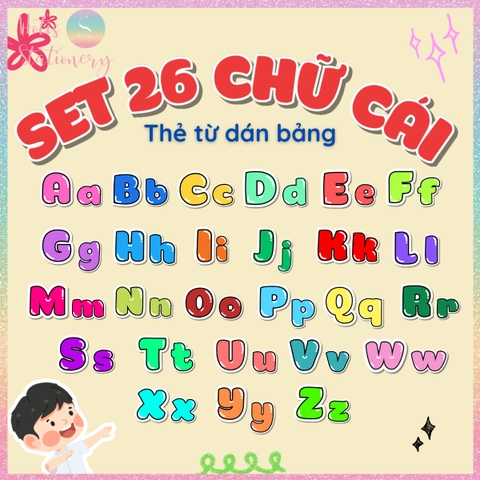 [HOTIS] Thẻ chữ cái Anh Việt dạy bé nhận biết chữ, trang trí lớp học, giáo cụ dạy học