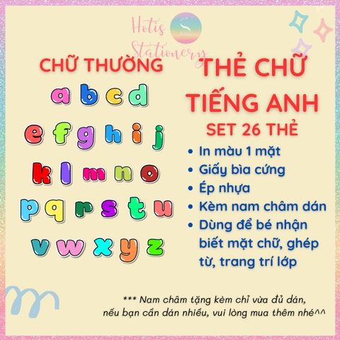 [HOTIS] Thẻ chữ cái Anh Việt dạy bé nhận biết chữ, trang trí lớp học, giáo cụ dạy học