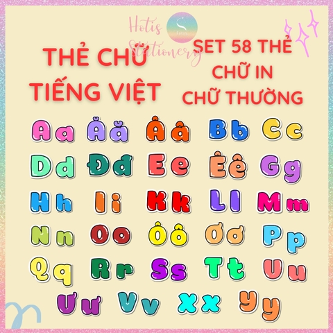 [HOTIS] Thẻ chữ cái Anh Việt dạy bé nhận biết chữ, trang trí lớp học, giáo cụ dạy học