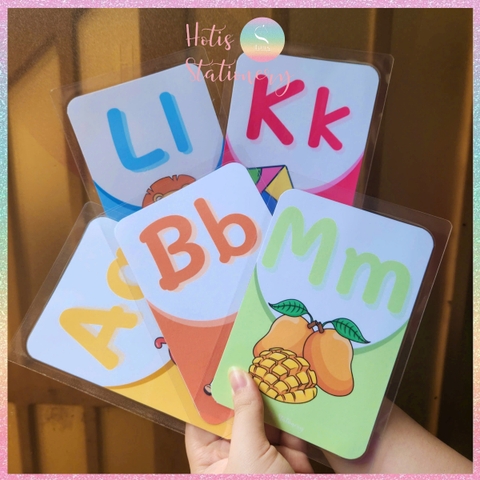 [HOTIS] Bộ 26 thẻ flashcard A6 / A5 chữ cái Tiếng Anh dạy bé nhận biết chữ in chữ thường giáo cụ dạy học