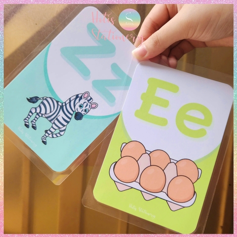 [HOTIS] Bộ 26 thẻ flashcard A6 / A5 chữ cái Tiếng Anh dạy bé nhận biết chữ in chữ thường giáo cụ dạy học