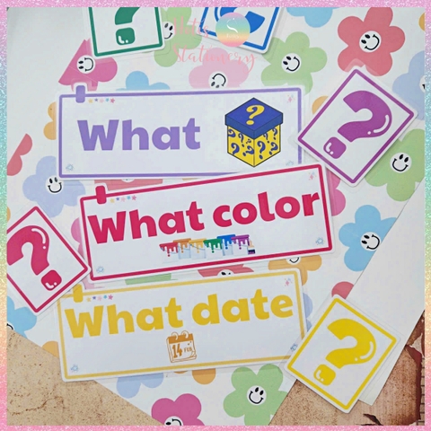 [HOTIS] Bộ 16 Thẻ Từ Hỏi Tiếng Anh WH-Question Dán Bảng - Giáo Cụ Dạy Học Tiểu Học, Chất Liệu Bìa Cứng Ép Nhựa