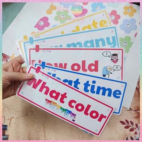 [HOTIS] Bộ 16 Thẻ Từ Hỏi Tiếng Anh WH-Question Dán Bảng - Giáo Cụ Dạy Học Tiểu Học, Chất Liệu Bìa Cứng Ép Nhựa