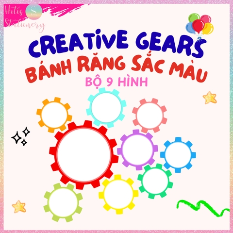[HOTIS] Bộ 9 Hình Bánh Răng Sắc Màu Creative Gears Dán Bảng Từ - Hỗ Trợ Học Từ Vựng, Toán Học, Sơ Đồ Tư Duy Cho Bé