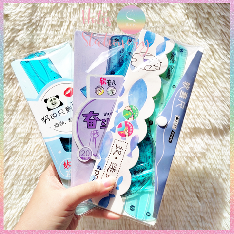 [HOTIS] Bộ 4 thước ê ke nhựa dẻo Soft Ruler nhiều màu, không lo gãy