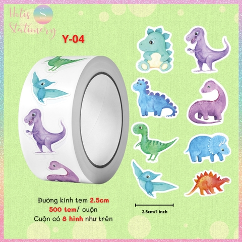 [HOTIS] Cuộn 500 tem sticker hoạt hình cute, tem dán trang trí, nhãn dán khen thưởng học sinh tạo động lực