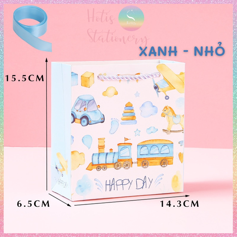 [HOTIS] Túi quà tặng Happy Day hoạt hình cute - Tặng kèm ruy băng thắc nơ