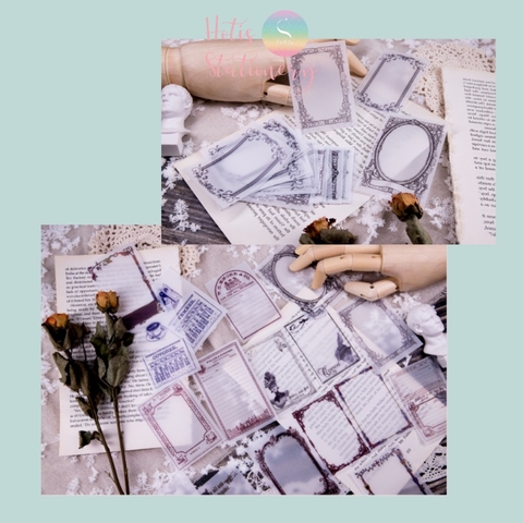 [MIX MẪU] Giấy nền vintage họa tiết khung hoa văn retro - 45 tờ
