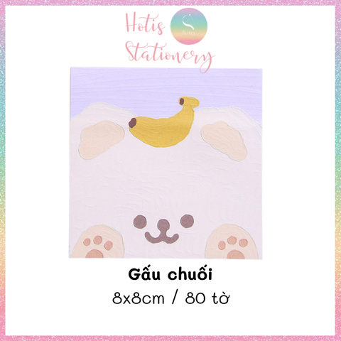 [HOTIS] [16 MẪU] Tệp 80 tờ giấy ghi chú tranh phong cảnh, giấy note hình thú đáng yêu - 8x8cm