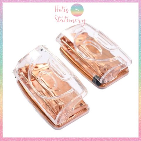 [HOTIS] Đồ bấm lỗ trong suốt màu vàng hồng sang chảnh - Dùng cho giẩy refill sổ còng binder
