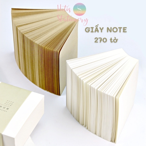 [HOTIS] Giấy ghi chú, giấy note basic trơn - Kraft/ Trắng ngà - 270 tờ