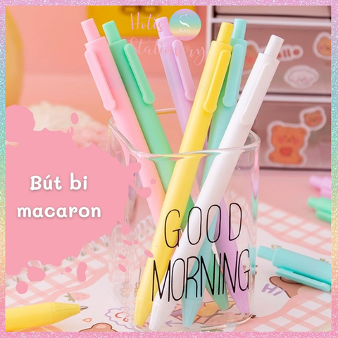 [HOTIS] Bút bi bấm mực đen vỏ màu macaron dễ thương - Ngòi 0.5mm