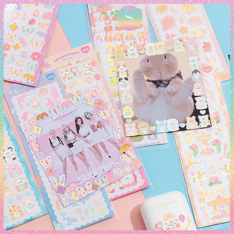 [HOTIS] [17 MẪU] Sticker trang trí card, toploader phong cách Hàn Quốc cán màng lấp lánh