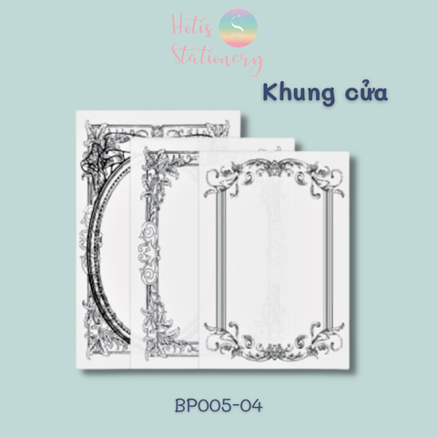 [MIX MẪU] Giấy nền vintage họa tiết khung hoa văn retro - 45 tờ