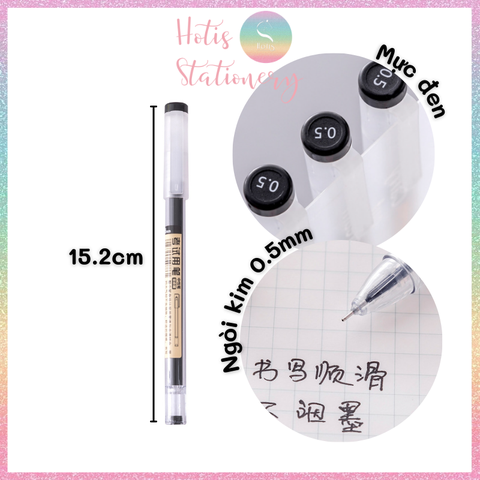 [HOTIS] Bút gel ngòi kim vỏ trong suốt, thiết kế đơn giản, hiện đại