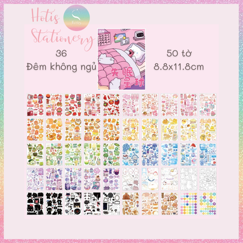 [HOTIS] 50 MẪU - Sticker dán sổ hoạt hình Colorful Dream - 50 tờ/ hộp