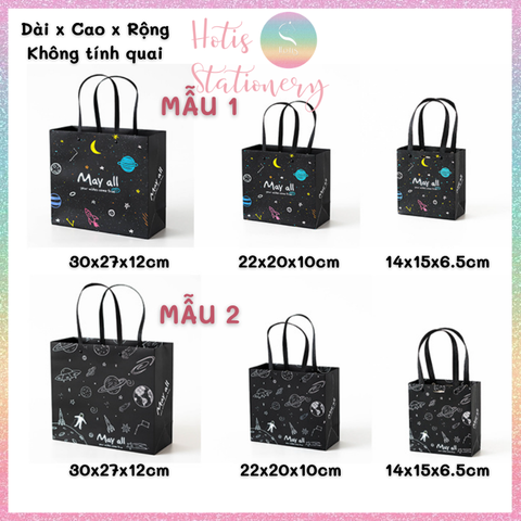 [HOTIS] Túi quà tặng hành tinh đen huyền bí có quai xách và tặng kèm ruy băng thắc nơ