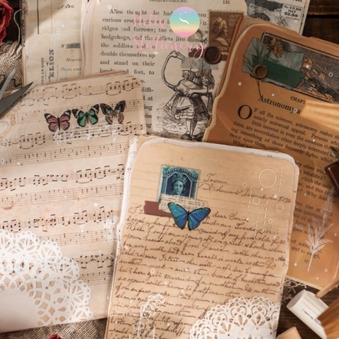 [HOTIS] Giấy nền vintage họa tiết sách cũ - 25 tờ
