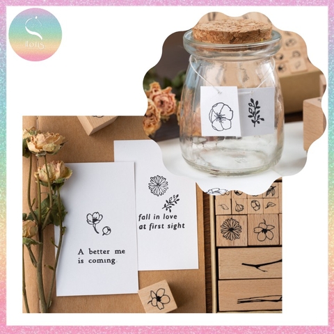 [HOTIS] Bộ 20 con dấu gỗ kết hợp hoa lá cành - Combination Seal