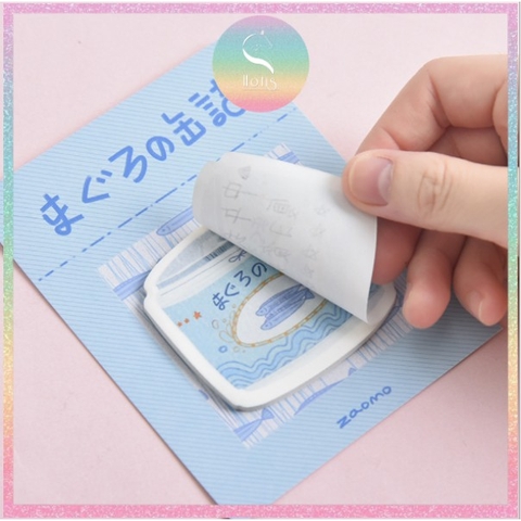 Set 30 tờ giấy note Hotis, giấy ghi chú in hình thực phẩm đóng hộp có keo dán