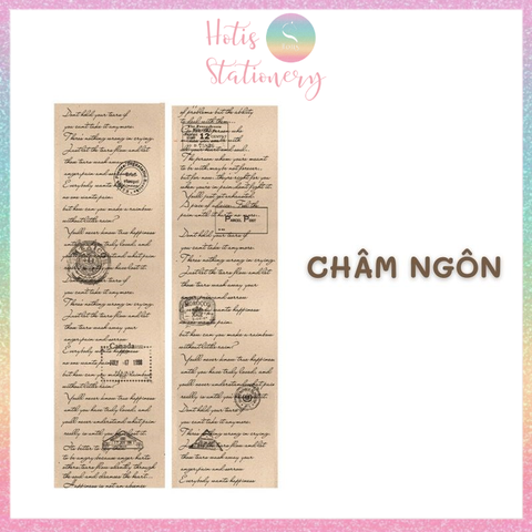 [HOTIS] Cuộn băng dán washi tape retro Âu Mỹ trang trí sổ, bullet journal - Dài 3m, Rộng 5cm