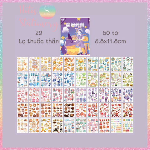 [HOTIS] 50 MẪU - Sticker dán sổ hoạt hình Colorful Dream - 50 tờ/ hộp