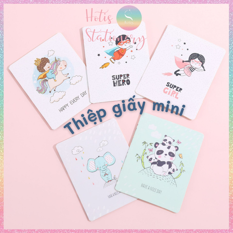 [HOTIS] Thiệp giấy mini gấp gọn kèm bao giấy can - 10 x 8cm - 12 mẫu
