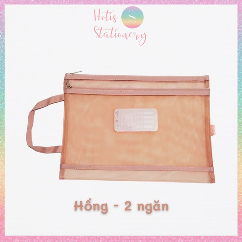[HOTIS] Túi lưới đựng tài liệu khổ A4 màu Morandi, xuyên thấu, có khóa kéo, siêu tiện lợi