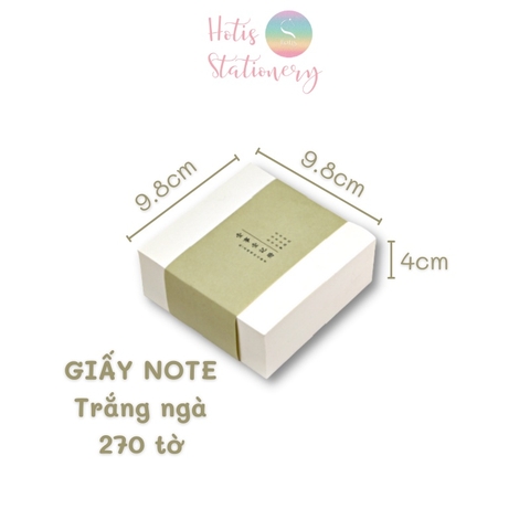 [HOTIS] Giấy ghi chú, giấy note basic trơn - Kraft/ Trắng ngà - 270 tờ