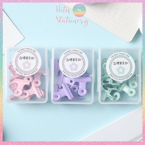 [HOTIS] Kẹp giấy kim loại màu Macaron Paper Clip kẹp bướm giữ tài liệu