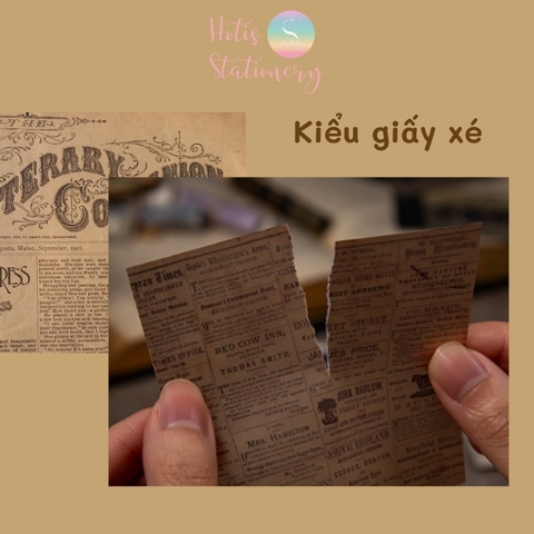 [HOTIS] Set giấy nền retro vintage họa tiết báo cũ chữ Tiếng Anh - 60 tờ