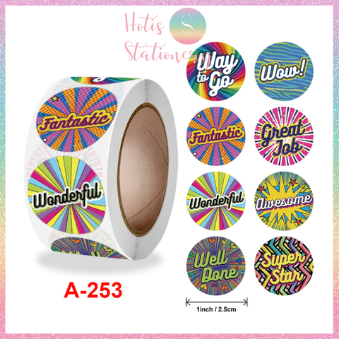 [HOTIS] Sticker Cuộn 500 Nhãn Dán Khen Thưởng Học Sinh - Tạo Động Lực, Kích Thích Học Tập, Phù Hợp Giáo Viên & Phụ Huynh