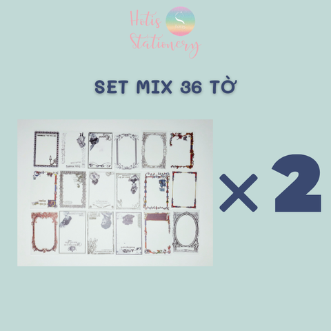 [MIX MẪU] Giấy nền vintage họa tiết khung hoa văn retro - 45 tờ