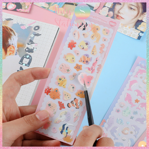 [HOTIS] [17 MẪU] Sticker trang trí card, toploader phong cách Hàn Quốc cán màng lấp lánh