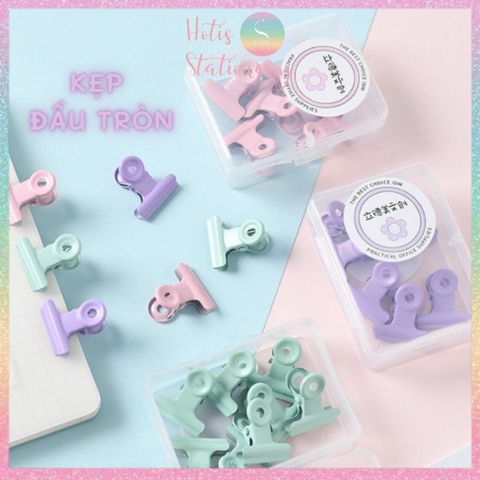 [HOTIS] Kẹp giấy kim loại màu Macaron Paper Clip kẹp bướm giữ tài liệu
