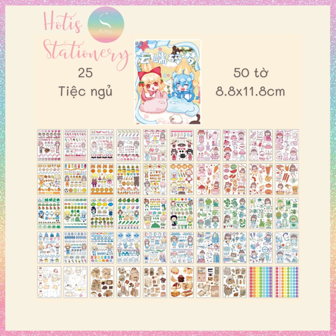 [HOTIS] 50 MẪU - Sticker dán sổ hoạt hình Colorful Dream - 50 tờ/ hộp