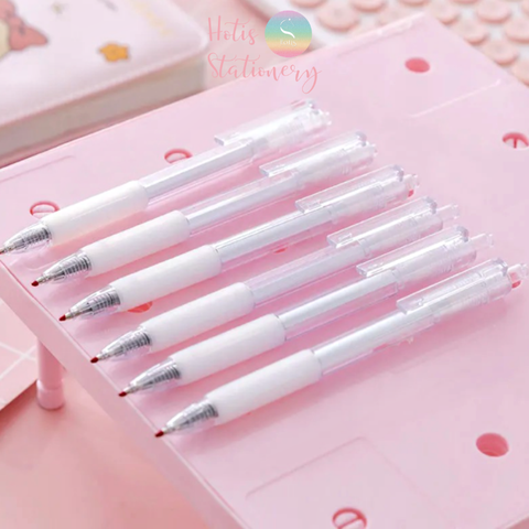 Bút bi đen vỏ trắng trong suốt - Đầu bi 0.5mm