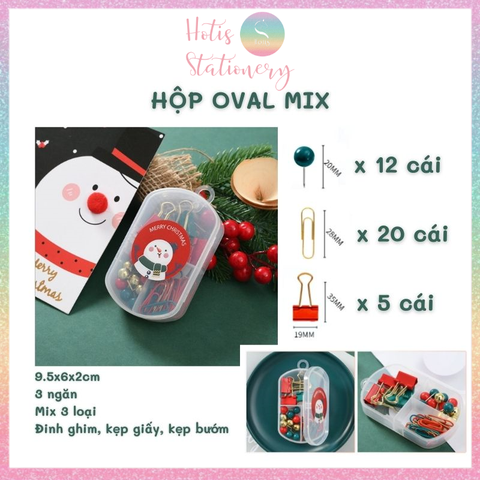 [HOTIS] Bộ Quà tặng VPP Giáng Sinh - Combo kẹp giấy, kẹp bướm, đinh ghim, nam châm, đồ bấm kim và kim bấm