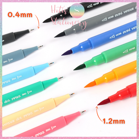 [HOTIS] Bút lông hai đầu nắp trong, tô màu vẽ tranh gốc nước Dual tip brush pen - Bộ 48/60/72/100 màu