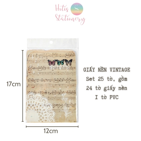 [HOTIS] Giấy nền vintage họa tiết sách cũ - 25 tờ