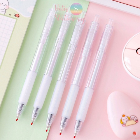 Bút bi đen vỏ trắng trong suốt - Đầu bi 0.5mm