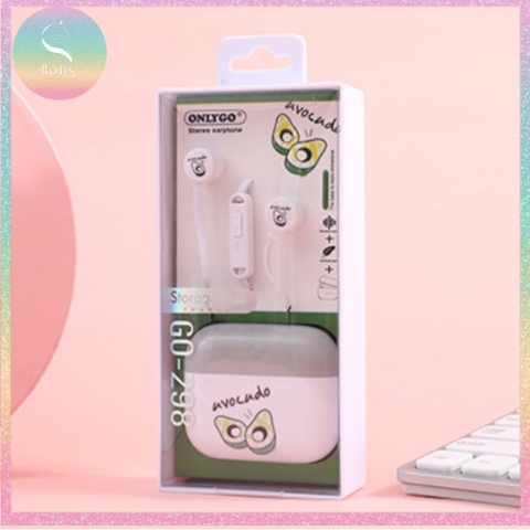 [HOTIS] Tai nghe có mic kèm hộp đựng họa tiết trái cây có 4 màu