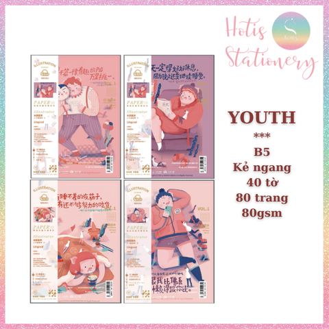 [HOTIS] Sổ tay Notebook Miss Time Illustration dạng tạp chí - B5 80/ 120 trang