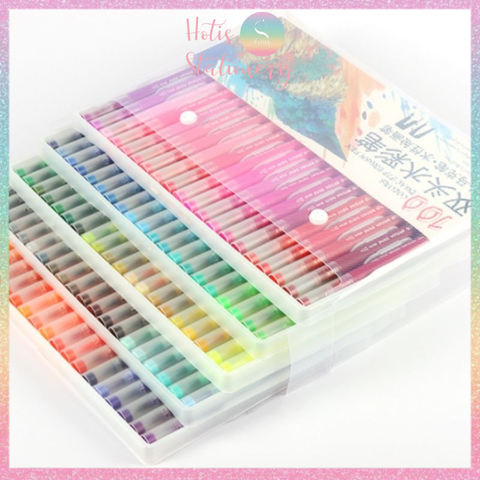 [HOTIS] Bút lông hai đầu nắp trong, tô màu vẽ tranh gốc nước Dual tip brush pen - Bộ 12/24/36 màu