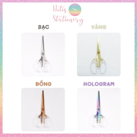 [HOTIS] Kéo cắt giấy trong suốt thiết kế xinh xắn, màu sắc sang chảnh