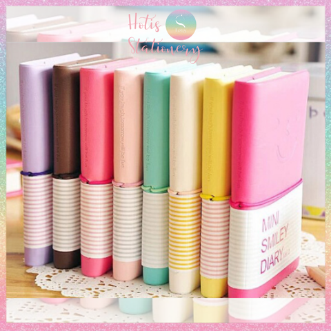 [HOTIS] Sổ tay MINI SMILEY DIARY bìa da nhiều màu - Khổ 7.7x12.7cm - 192 trang